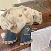 女童毛衣套装 女宝宝加厚两件套潮 洋气儿童针织打底衫 2025冬季 新款