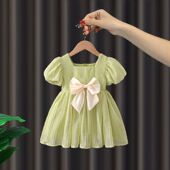 女童连衣裙2025夏季 休 童装 新款 洋气儿童舒适潮公主裙女孩宝宝短袖