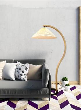 一件代发落地灯百褶款复古客厅卧室vintage中古实木s落地灯