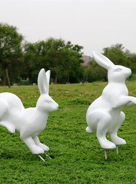仿铜兔子雕塑户外园林景观庭院售楼部草坪仿真动物玻璃钢装饰摆件