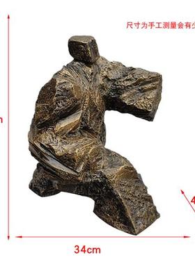 新中式酒店别墅家居透明树脂抽象太极人物摆件桌面装饰品太极雕塑