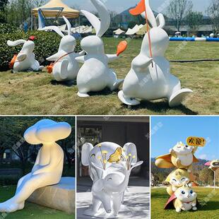 雕塑定制不锈钢玻璃钢铸铜卡通吉祥物形象ip动物人物大型户外摆件