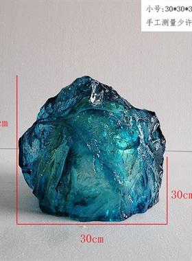 透明树脂景观石头雕塑酒店售楼处别墅庭院水池大型落地软装饰摆件