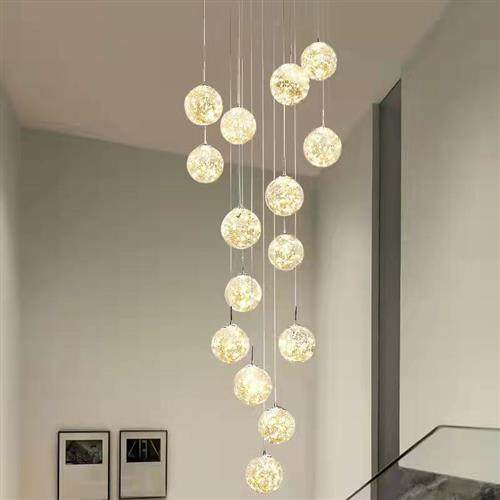 楼梯灯长吊灯现代简约别墅复式楼loft中空旋转创意满天星客厅吊灯,家装灯饰光源,客厅吊灯,淘宝优惠券,粉丝福利购,淘宝优惠卷