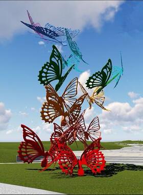 不锈钢蝴蝶户外景观雕塑草坪摆件公园金属摆设花园布置昆虫装饰品