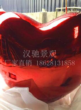 公司手工艺不锈钢摆件心形电镀工艺品商场美陈电镀红心雕塑
