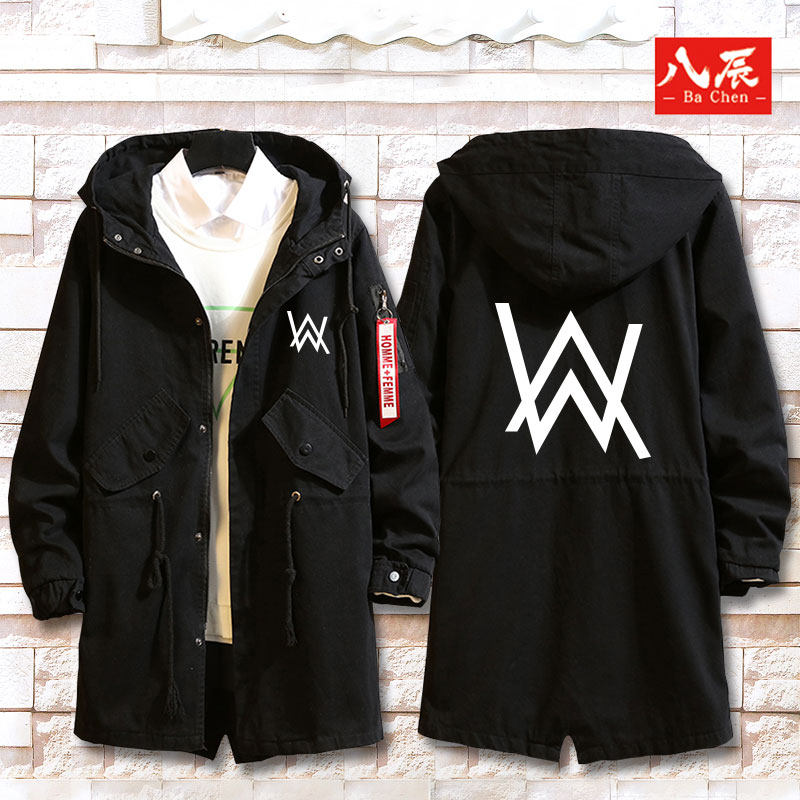 alan walker艾伦沃克街头潮连帽风衣oversize秋冬外套男中长款