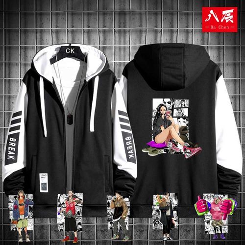 连帽拉链卫衣外套男路飞潮