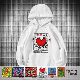 keith haring联名凯斯 哈林连帽卫衣情侣装小众设计感ins超火班服