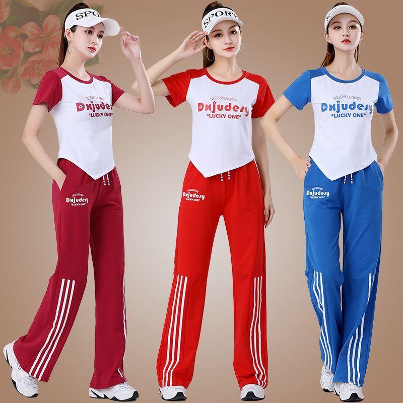 2025夏季广场舞团队服装新款套装休闲运动鬼步舞跳健身操表演服女