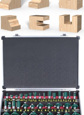 墨绿色1/2柄35件套铣刀套装 雕刻机J木工铣刀硬质合金刻刀直销