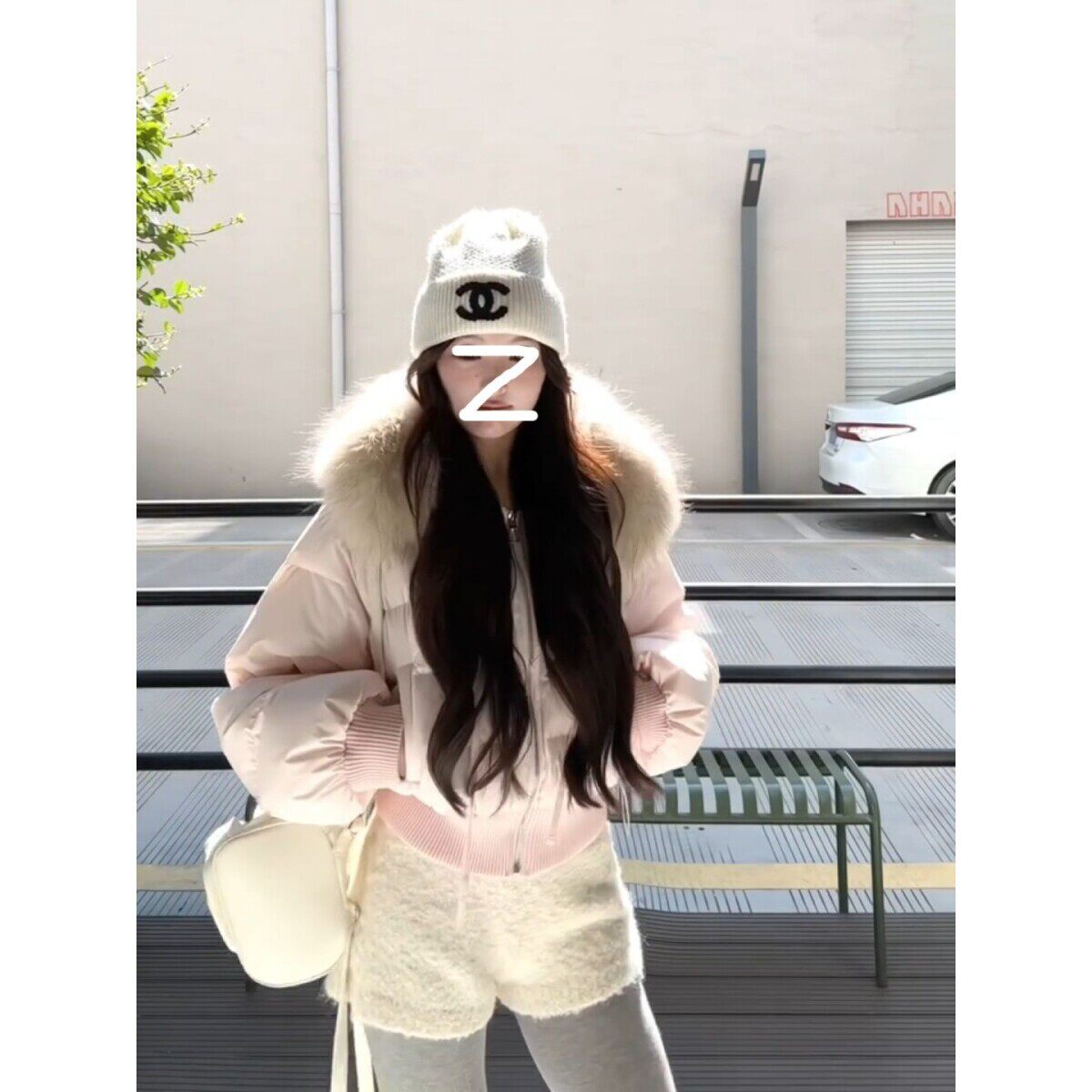 巨好看粉色毛领连帽羽绒服女秋冬季加厚面包服小个子收腰棉服外套