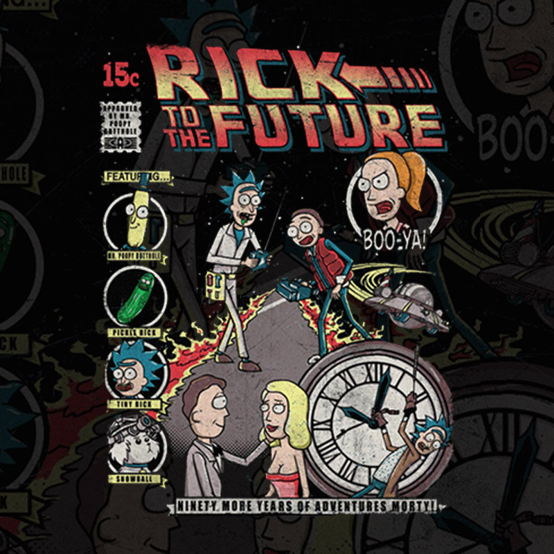 极誉美式动漫瑞克时间回溯纯棉短袖t恤宽松男潮秋季半袖打底衫