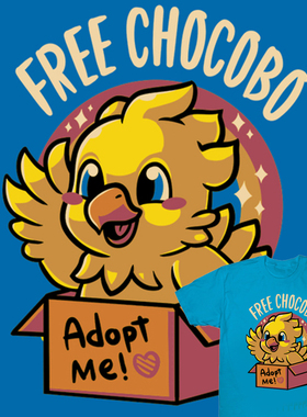 极誉可爱陆行鸟T恤chocobo纯棉萌青少年圆领短袖男女宽松夏