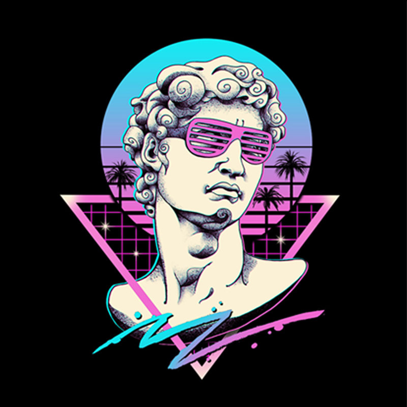 极誉艺术蒸汽波风格大卫t恤ins潮男女vaporwave纯棉短袖宽松