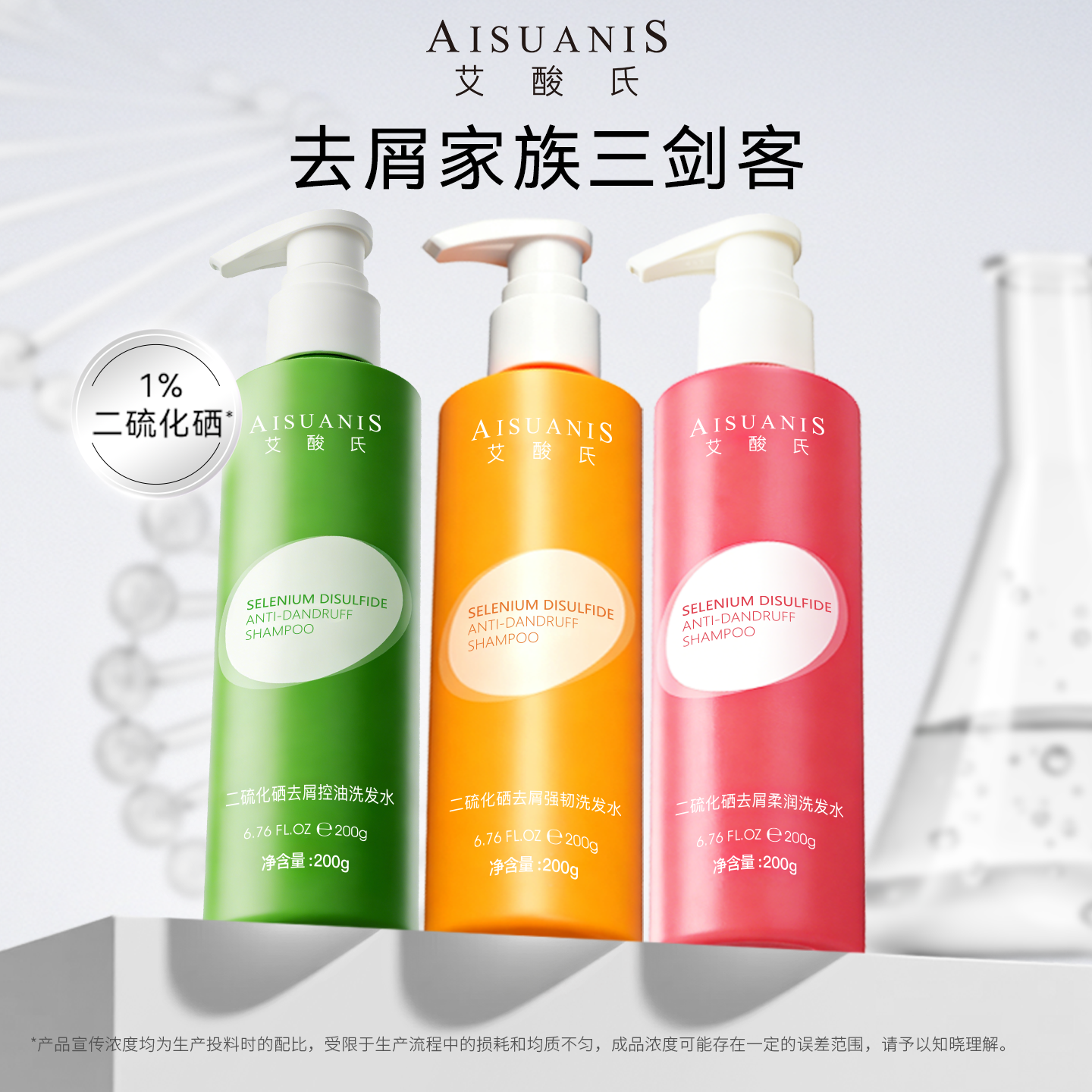 艾酸氏1%二硫化硒洗发水 去屑家族【绿洲橙芯粉盾】洗头膏男女