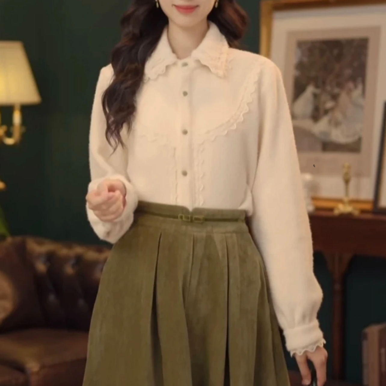 甜美时尚休闲宽松长袖衬衫女通勤百搭上衣