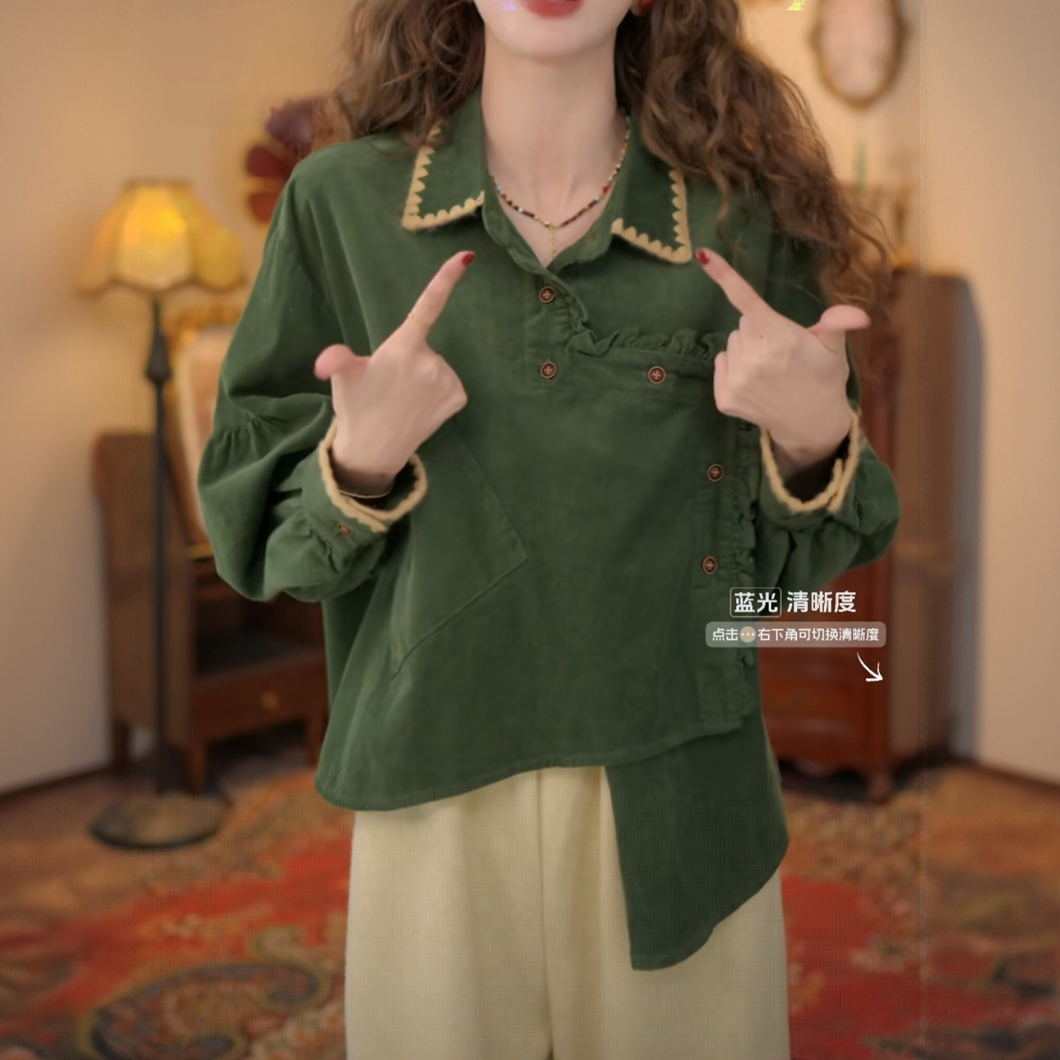 港风复古纯色气质长袖秋冬百搭宽松衬衫女休闲简约纯色上衣女装