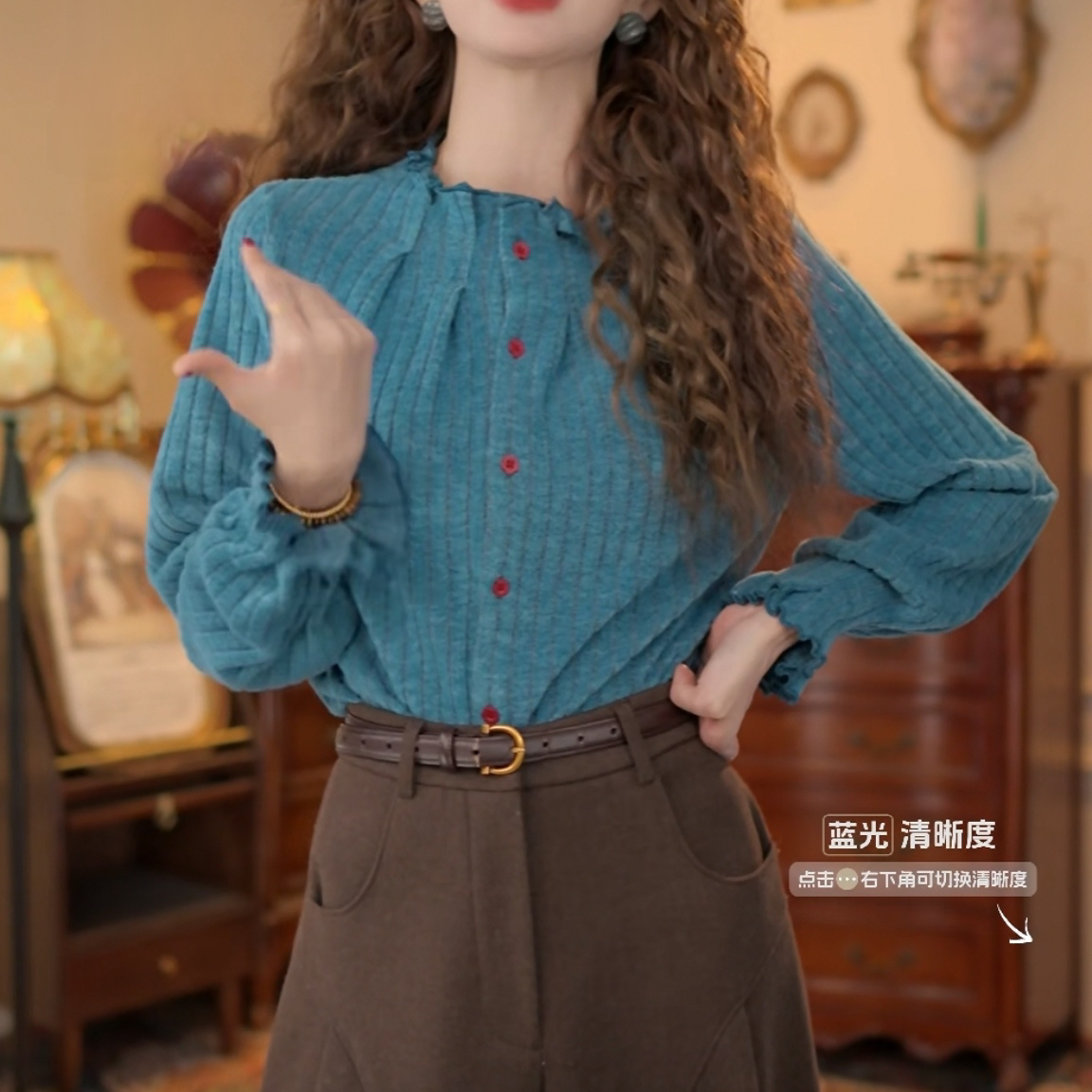复古风立领衬衫女款2025新款秋冬拼接百搭显瘦长袖上衣