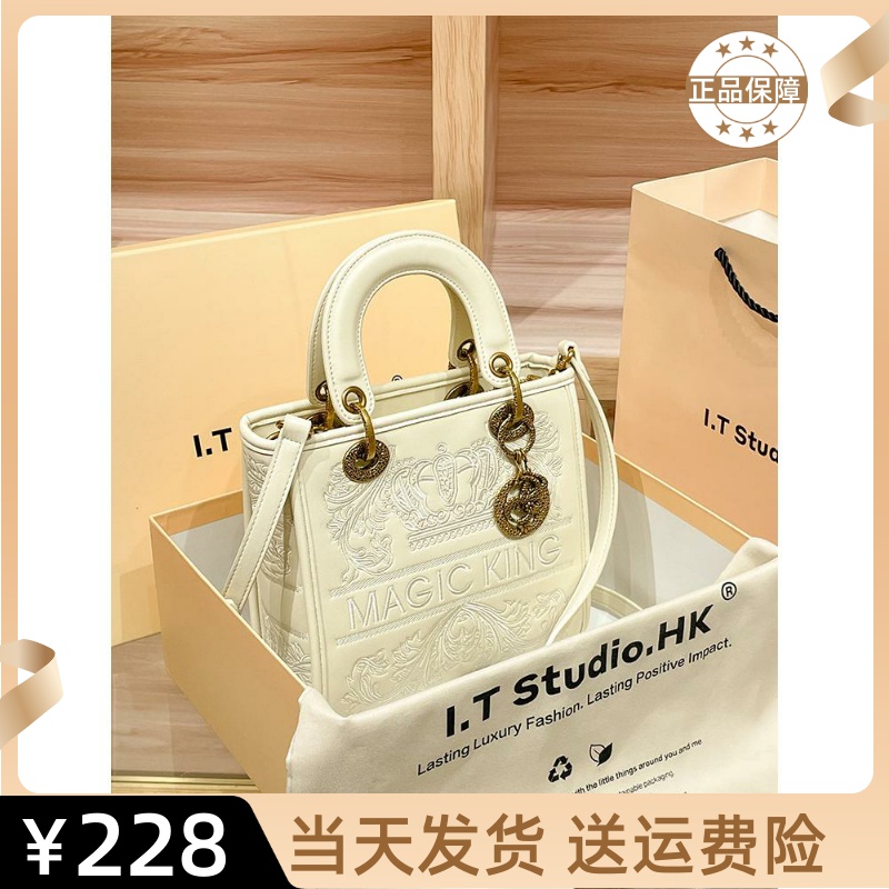 香港正品真皮手提戴妃包女2025新款春天高级感小众时尚百搭斜挎包