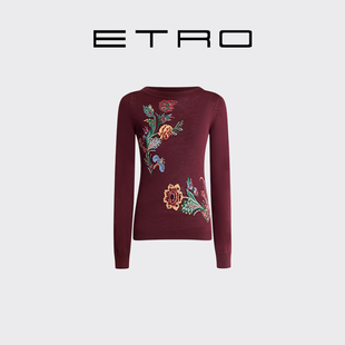 新品 女士花卉图案一字领提花长袖 首降 25新款 毛衣 ETRO艾绰