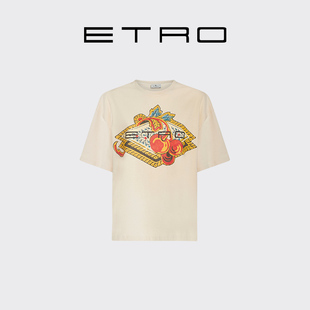 会员甄选 LOGO印花圆领短袖 ETRO艾绰 女士修身 T恤上衣 新款