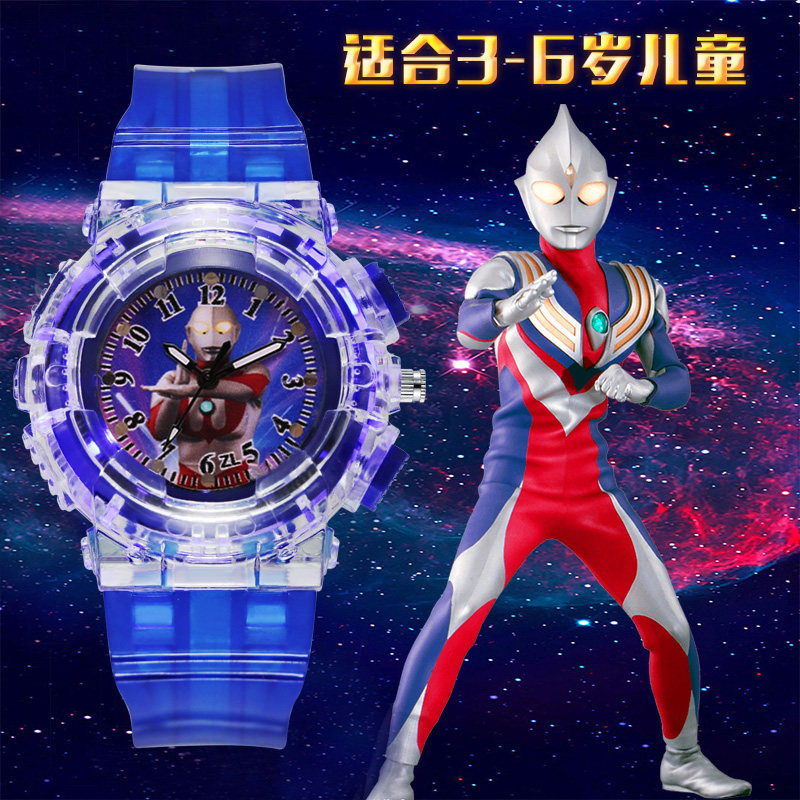 奥特曼发光手表儿童版玩具男孩小学生男童幼儿园蜘蛛侠赛罗电子表