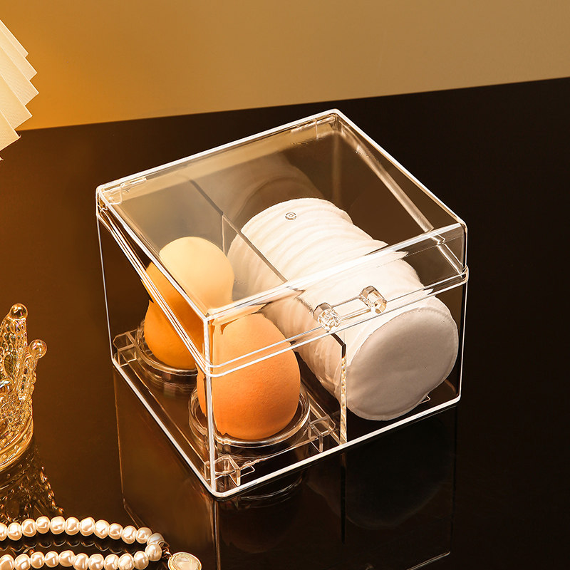 化妆蛋收纳盒透明亚克力气垫粉扑棉签盒防尘化妆棉美妆蛋托置物架,收纳整理,桌面收纳盒,淘宝优惠券,粉丝福利购,淘宝优惠卷