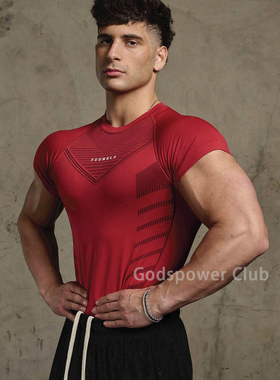 出口美国Superhero Compression男短袖超人健身紧身衣弹力速干t恤