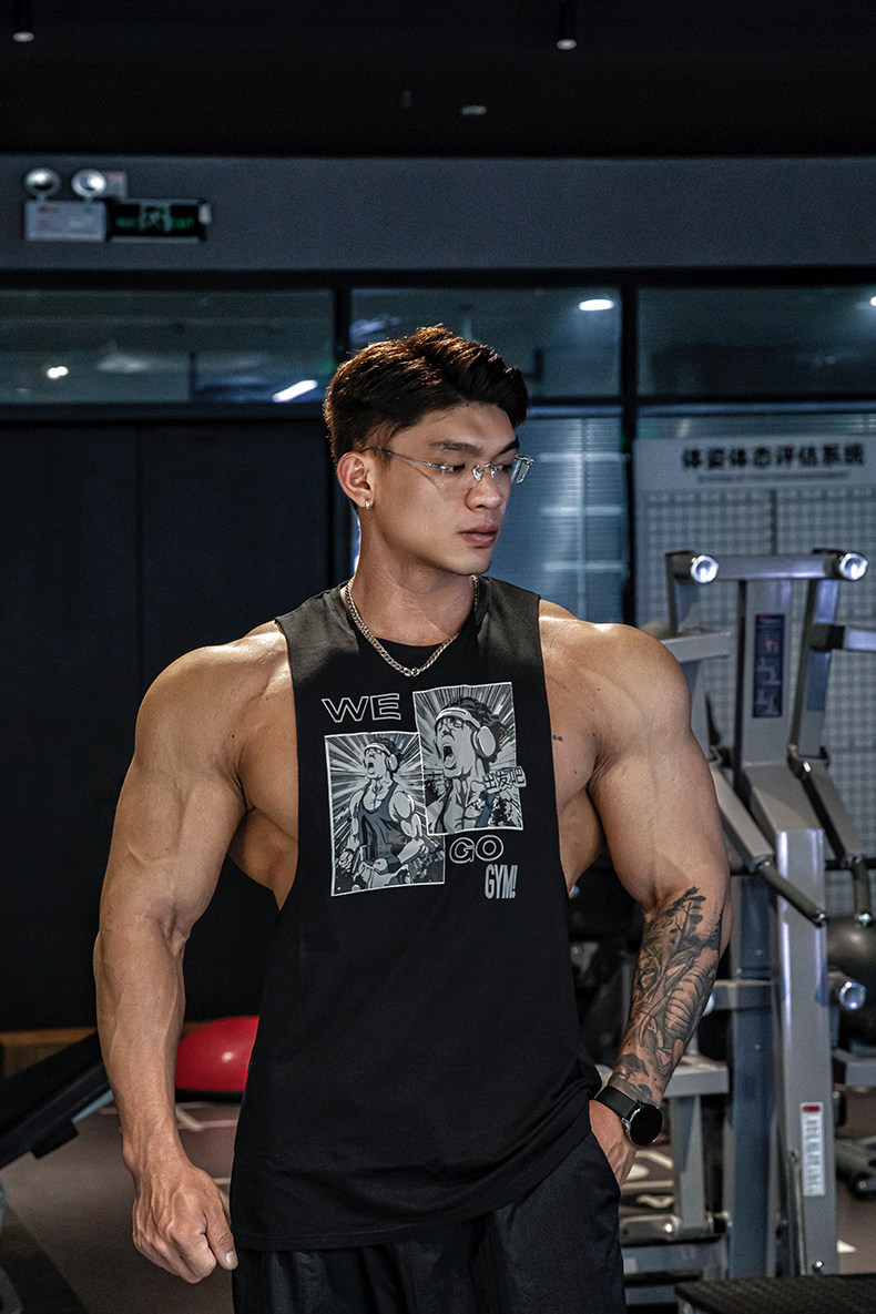 原创独立风格健身宽松开口坎肩