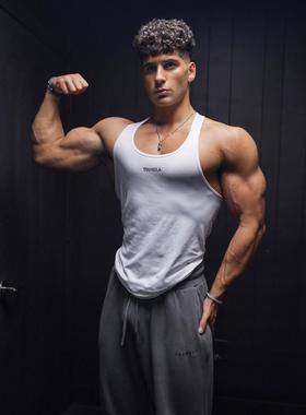 YLA出口美国男子健身撸铁细带紧身背心银离子抗菌 速干透气弹力