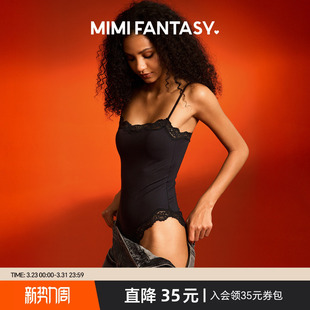 显瘦 辣妹内搭吊带修身 MIMI FANTASY性感蕾丝连体衣女带胸垫