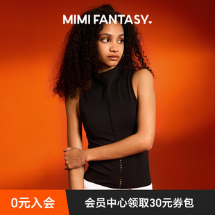 MIMI FANTASY辣妹半高領(lǐng)鏤空背心女2025春夏正反兩穿性感露膚上衣