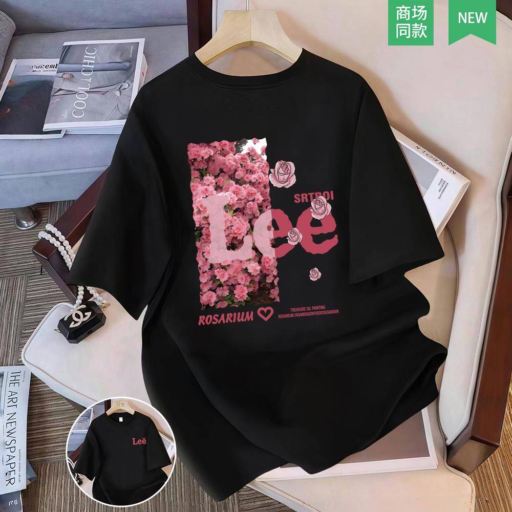 【商场同款】浪漫玫瑰花丨万人种草丨夏季新风尚纯棉短袖t恤男女