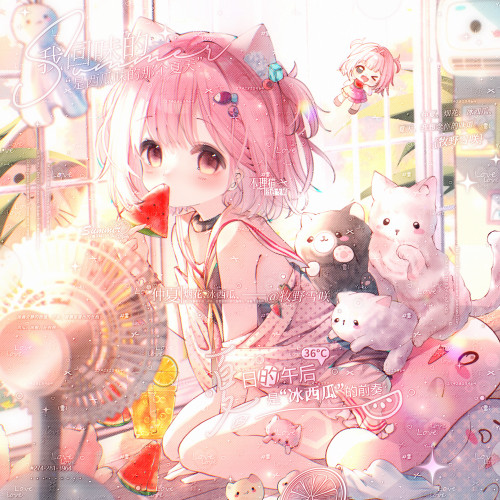90张 不理猫扭蛋33期 卡通女生插画动漫头像原创圈直购高清无水印