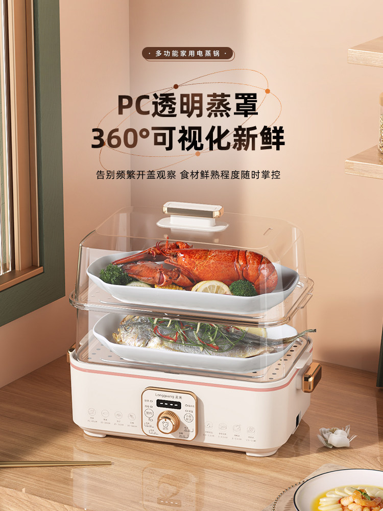 电动蒸锅多功能家用蒸锅炖锅一体化锅大容量防水炖锅智能预约蒸锅