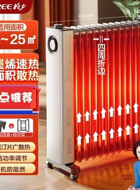 格力石墨烯取暖器家用电暖器暖风机宽片恒温加湿NY23-X6022a