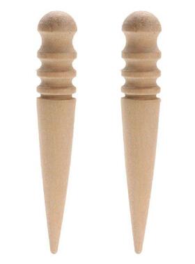 2pcs Leather Edge Slicker Round Wooden Smooth Grooves