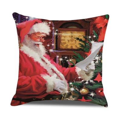 Christmas Pillow Watercolor Cartoon Linen Cushion Cover Euro