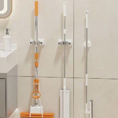2Pcs No Drilling Mop Hanger Wall Hanging Mop Clamp Holder
