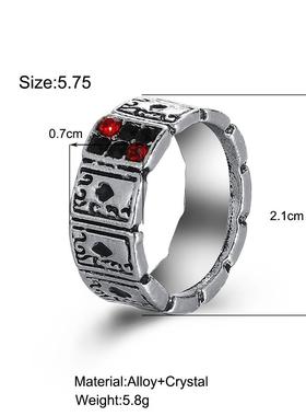 Spade A Ring 覆古扑克牌戒指男女个性黑桃A小众嘻哈开 口食指戒