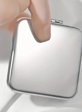 1pc Stainless Steel Compact Makeup Mirror Small Travel Porta