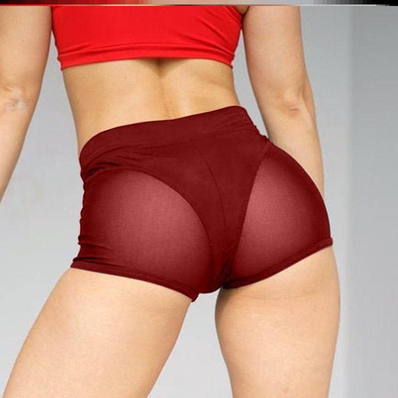 短裤Sexy mesh sports yoga underwear stretch bottoming shorts