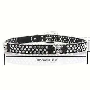 Glamorous Rhinestone Skull Rivet Belt - Perfect for Jeans &a