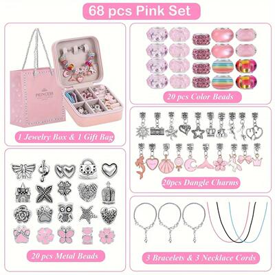 68Pcs Beads Charms Bracelet Making Kit, DIY Beaded Bracelet