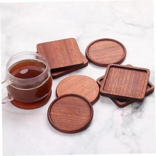 1PC Solid Walnut Wood Coaster Round Square Beech Wood Cup Ma