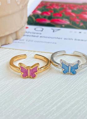 Oil dripping Butterfly Ring 滴油蝴蝶戒指覆古开 口可调节戒指