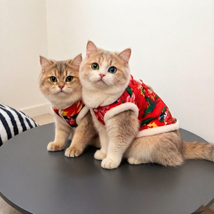 猫咪新年衣服冬季红色过年喜庆金渐层布偶猫宠物东北大花棉袄可爱