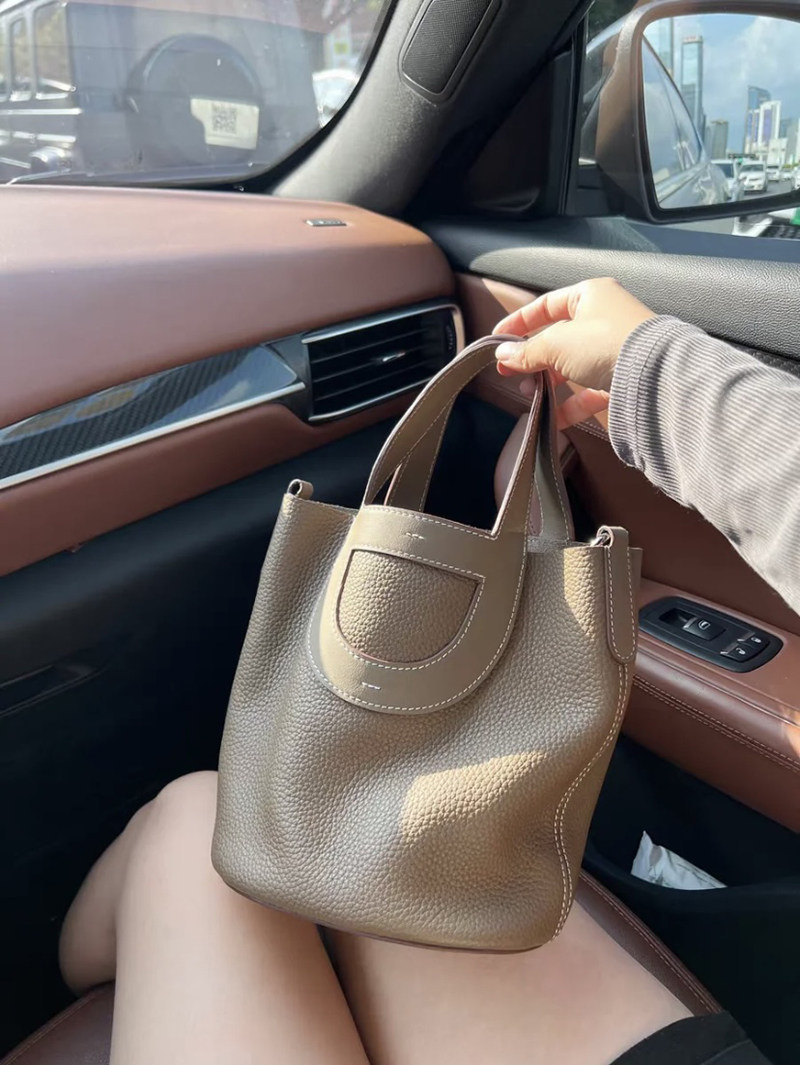 togo头层牛皮猪鼻子菜篮子水桶包2023新款大容量真皮手提单肩女包