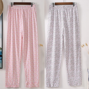 妈妈直筒休闲裤 老年人夏天薄睡裤 200斤婆婆外穿长裤 装 纯棉 女大码